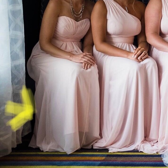 🌸 DAVID’S BRIDAL STRAPLESS MAXI CHIFFON DRESS - Picture 2 of 7